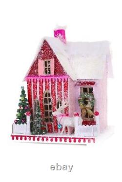 10 Cody Foster Hot Pink Red Candy Cane Bungalow Putz House Vntg Christmas Decor