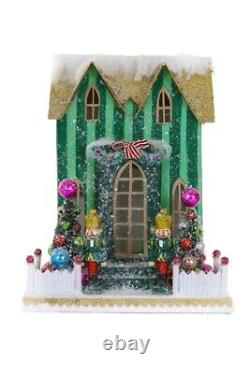 10 Cody Foster Stripe Green Nutcracker Putz House Retro Vntg Christmas Decor