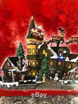 12.5 Animated Musical LED Village Santa Sleigh and Reindeer flying