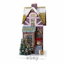 12.5 Cody Foster Snowy Putz House Bookshop Trees Cat Retro Vntg Christmas Decor