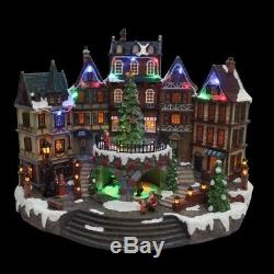 12.5 in. Animated Holiday Downtown Tabletop Plays Christmas Music Village Set