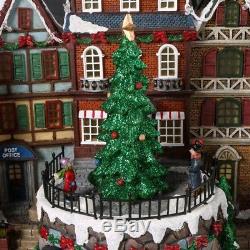 12.5 in. Animated Holiday Downtown Tabletop Plays Christmas Music Village Set