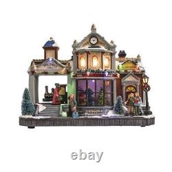 12 LED Train Station Prelit Village Building Christmas Tabletop Holiday Decor