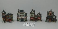 12 Piece Assorted Ceramic Christmas Village Victorian 1998 Visit Santa Included