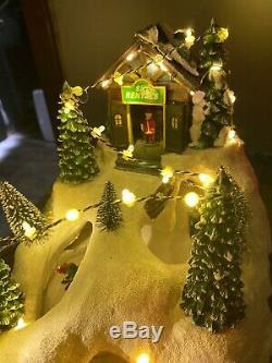 14.5 Christmas Village Downhill Snow Ski Twilight Slopes Animated Lighted