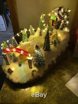 14.5 Christmas Village Downhill Snow Ski Twilight Slopes Animated Lighted