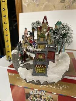 15-1/2 Animated MUSICAL LIGHTED Victorian Ice Skating Church Christmas Village