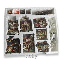 16 Piece Lighted Haunted Village Lighted Hand Painted Porcelain