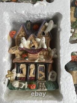 16 Piece Lighted Haunted Village Lighted Hand Painted Porcelain