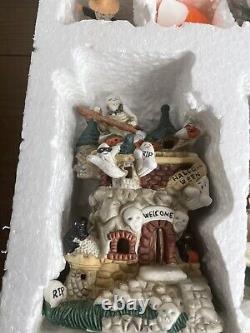 16 Piece Lighted Haunted Village Lighted Hand Painted Porcelain