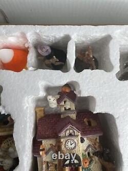 16 Piece Lighted Haunted Village Lighted Hand Painted Porcelain