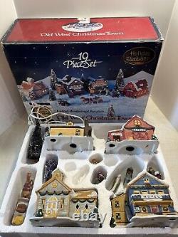 1993 Trim A Home Yi Cheing, Old West Christmas Town Lighted Ceramic Holiday Vtg