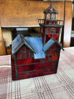 1994 Century Classics Stained Glass Light Big Red Lighthouse Centuryville VTG