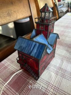 1994 Century Classics Stained Glass Light Big Red Lighthouse Centuryville VTG