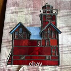 1994 Century Classics Stained Glass Light Big Red Lighthouse Centuryville VTG