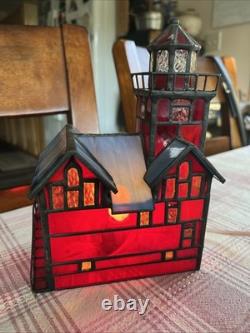 1994 Century Classics Stained Glass Light Big Red Lighthouse Centuryville VTG