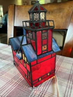1994 Century Classics Stained Glass Light Big Red Lighthouse Centuryville VTG
