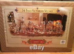 2000 Grandeur Noel 34 Piece Victorian Village Lighted Christmas Set Collectors
