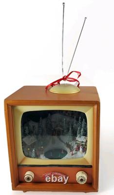 2012 Roman Animated Musical Christmas TV Moving Skaters & Winter Village Scene