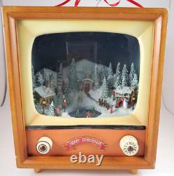 2012 Roman Animated Musical Christmas TV Moving Skaters & Winter Village Scene