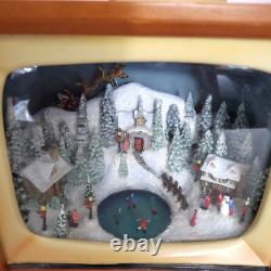 2012 Roman Animated Musical Christmas TV Moving Skaters & Winter Village Scene