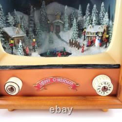 2012 Roman Animated Musical Christmas TV Moving Skaters & Winter Village Scene