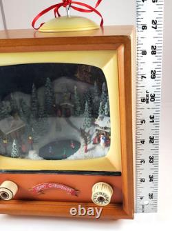 2012 Roman Animated Musical Christmas TV Moving Skaters & Winter Village Scene