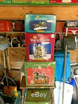 25 Vintage Christmas village house collection Santa's workshop display Workbench