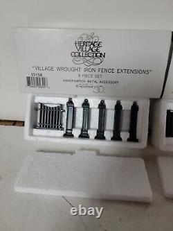 2 Dept 56 Village Wrought Iron Fence Extensions Snow Village 5518-8 Christmas