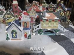 35pc Vintage Ceramic Christmas Village Houses Church Blacksmith Shops Bridge U41