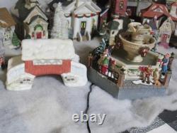 35pc Vintage Ceramic Christmas Village Houses Church Blacksmith Shops Bridge U41