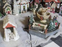 35pc Vintage Ceramic Christmas Village Houses Church Blacksmith Shops Bridge U41