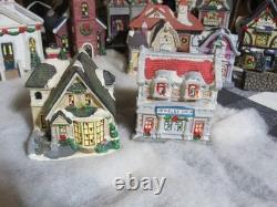 35pc Vintage Ceramic Christmas Village Houses Church Blacksmith Shops Bridge U41