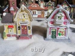 35pc Vintage Ceramic Christmas Village Houses Church Blacksmith Shops Bridge U41