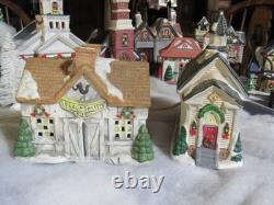 35pc Vintage Ceramic Christmas Village Houses Church Blacksmith Shops Bridge U41