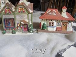 35pc Vintage Ceramic Christmas Village Houses Church Blacksmith Shops Bridge U41