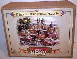 37 Piece Fiber Optic Victorian Village Set Grandeur Noel Collectors Edition 2003