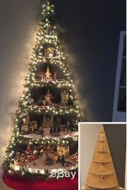 3ft wooden christmas tree corner shelf Christmas village display dept 56