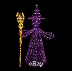 5ft Santa's Best Lighted Halloween Decoration Purple/Yellow LED Witch Stake