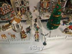 60 Piece Beautiful Lighted Christmas Village Set, stores, people, trees and more