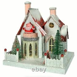 8.25 Cody Foster Snowy Santa Putz House Trees Retro Vntg Style Christmas Decor