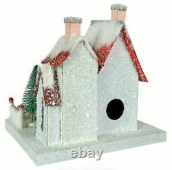 8.25 Cody Foster Snowy Santa Putz House Trees Retro Vntg Style Christmas Decor