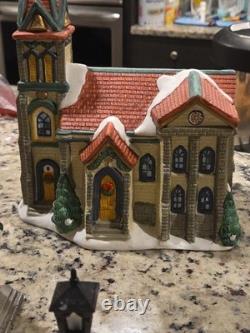 8 Pcs CHRISTMAS Village Church, Candy, Horse & Carriage DEPARTMENT Store