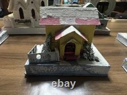 9 Vintage Christmas Cardboard Putz Houses made in Japan