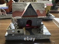 9 Vintage Christmas Cardboard Putz Houses made in Japan