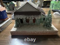 9 Vintage Christmas Cardboard Putz Houses made in Japan