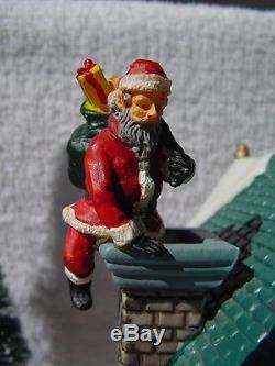 AWAITING SANTA LEMAX RARE Lighted House Santa Claus Chimney Depart 56 Workbench