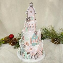 Abbot Light Up Christmas Gingerbread House Glitter & Snow LED Large New Pink