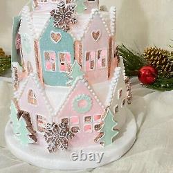 Abbot Light Up Christmas Gingerbread House Glitter & Snow LED Large New Pink