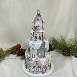 Abbot Light Up Christmas Gingerbread House Glitter & Snow LED Large New Pink